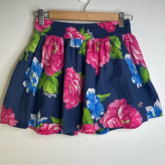 Hollister Skirt SZ S Navy Blue Summer Floral Mini Boho Cotton - Picture 2 of 15